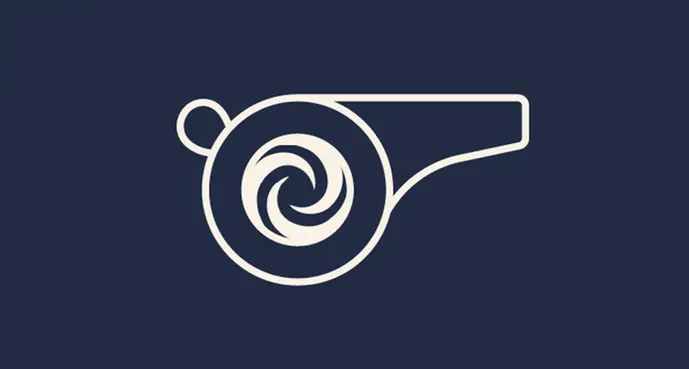 Illustration av en visselpipa med blå bakgrund